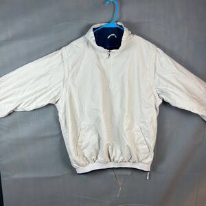 Turfer Sports 1/4 Zip Jacket Men's Size L White Front Pockets Pullover Nylon
